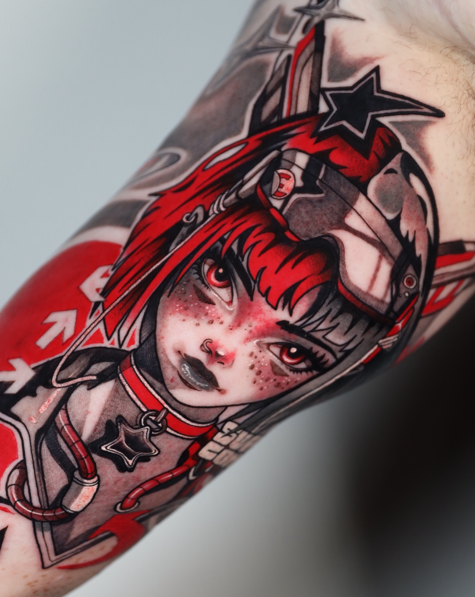 Cyberpunk Warrior — Anime & Cyberpunk tattoo by Alex Roze