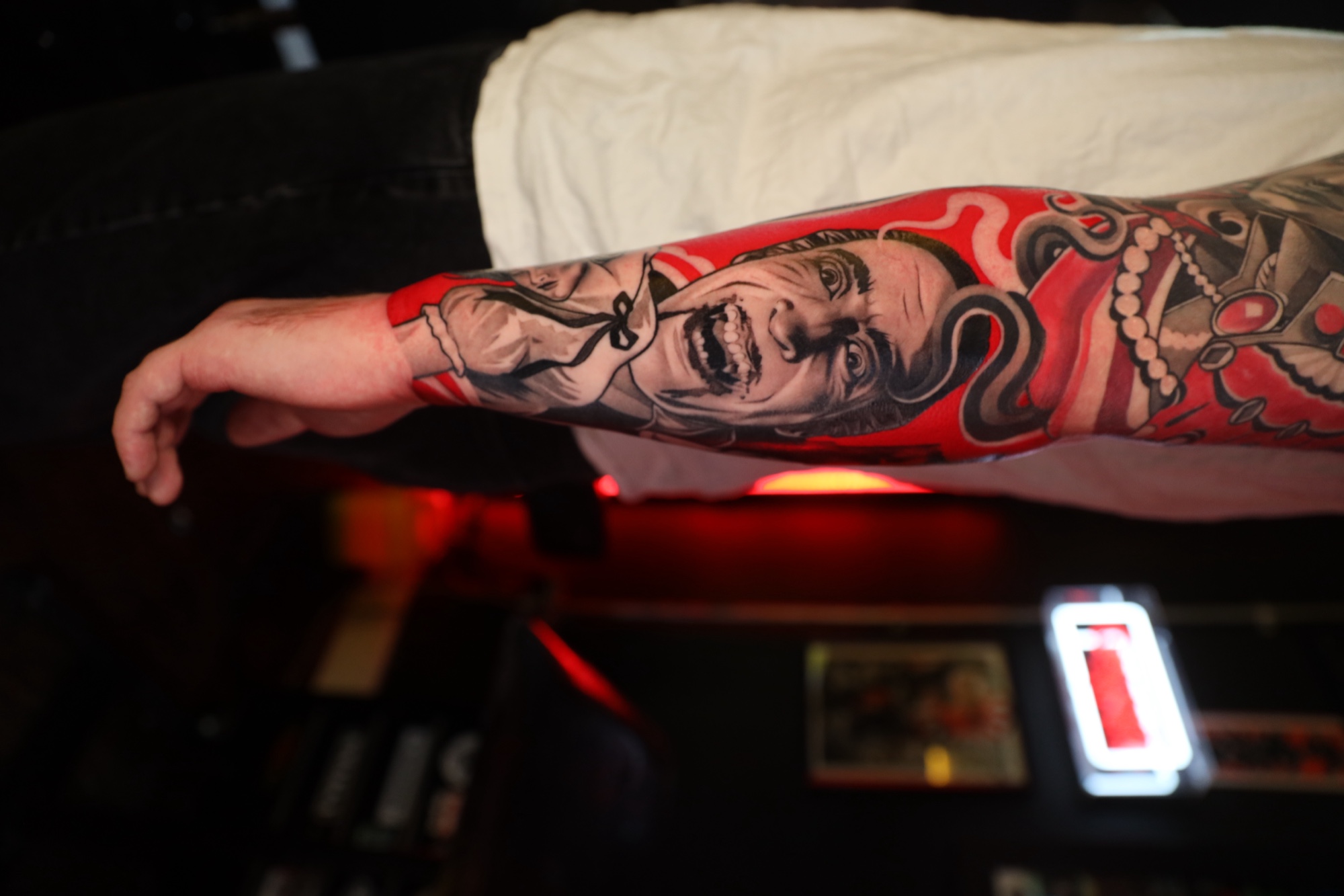 Horror Portrait Sleeve — Traditional tattoo by Alex Roze